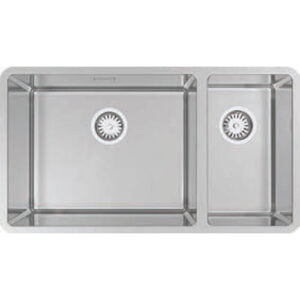 BURNS AND FERRALL BF R15 STAINLESS DOUBLE SINK LARGE BOWL LEFT WITH SLOT O/F BFS795R15LH (500mm+225mm Bowls)