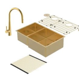 ZOMODO PVD DBL SINK AND TAP AND MAT EUREKA GOLD COMBO RIGHT-HAND