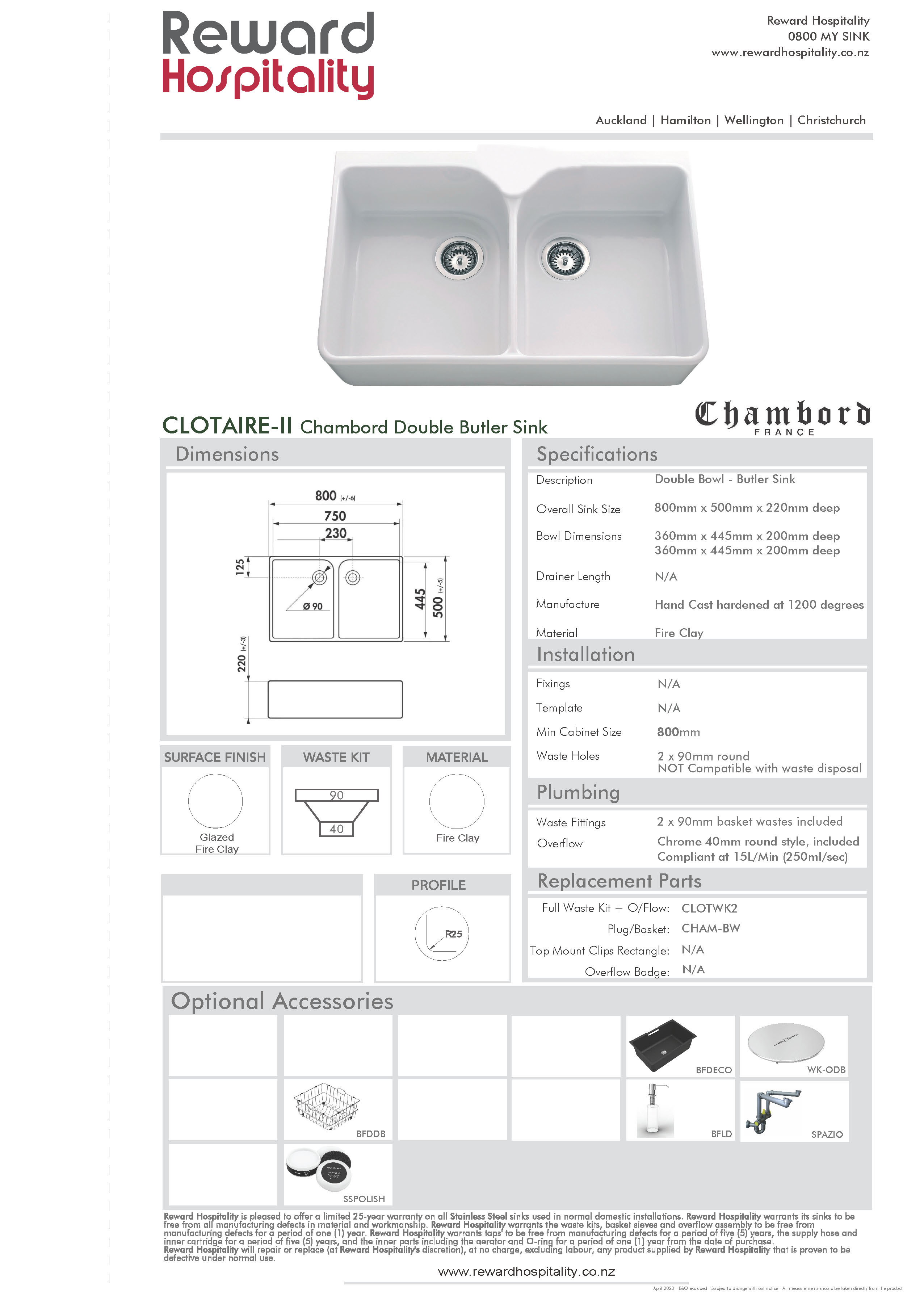 Chambord Clotaire II Fireclay Double Butler Sink